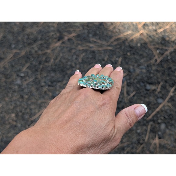 Handcrafted Navajo Cluster Ring Size 8 Women's Signed Southwest Jewelry *** - Picture 5 of 9